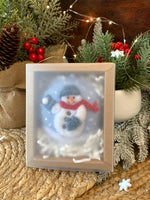 Load image into Gallery viewer, Hand Stitched Round Needle Felted Snowman Ornament - 3.5 Inch Embroidered Christmas Ornament with Tiny Rhinestones
