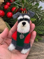 Load image into Gallery viewer, Hand Stitched Felt Schnauzer Ornament – Salt and Pepper Schnauzer
