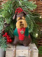 Load image into Gallery viewer, Hand Stitched Felt Schnauzer Ornament – Brown Liver Schnauzer
