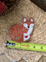 Load image into Gallery viewer, Hand Embroidered Felt Fox Ornament – Needle Felted Woodland Christmas Ornament – Folk Art Fox
