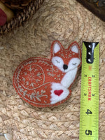 Load image into Gallery viewer, Hand Embroidered Felt Fox Ornament – Needle Felted Woodland Christmas Ornament – Folk Art Fox

