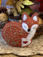 Load image into Gallery viewer, Hand Embroidered Felt Fox Ornament – Needle Felted Woodland Christmas Ornament – Folk Art Fox
