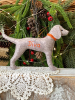 Load image into Gallery viewer, Personalized Handmade Felt Weimaraner Ornament
