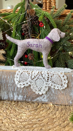 Load image into Gallery viewer, Personalized Handmade Felt Weimaraner Ornament
