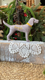 Load image into Gallery viewer, Personalized Handmade Felt Weimaraner Ornament
