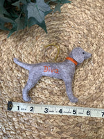 Load image into Gallery viewer, Personalized Handmade Felt Weimaraner Ornament
