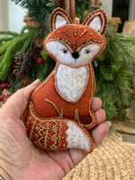 Load image into Gallery viewer, Handmade Felt Woodland Fox Ornament – Collectible Heirloom Christmas Ornament
