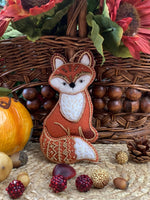 Load image into Gallery viewer, Handmade Felt Woodland Fox Ornament – Collectible Heirloom Christmas Ornament
