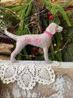 Load image into Gallery viewer, Personalized Handmade Felt Weimaraner Ornament
