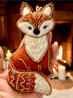 Load image into Gallery viewer, Handmade Felt Woodland Fox Ornament – Collectible Heirloom Christmas Ornament
