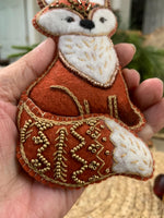 Load image into Gallery viewer, Handmade Felt Woodland Fox Ornament – Collectible Heirloom Christmas Ornament
