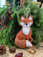 Load image into Gallery viewer, Handmade Felt Woodland Fox Ornament – Collectible Heirloom Christmas Ornament
