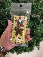 Load image into Gallery viewer, Set of 3 Primitive Christmas Star Pins, Hand Painted Santa Snowman Gingerbread, Folk Art Holiday Brooches
