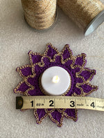 Load image into Gallery viewer, Handmade Crochet Doily 8 Inch – Purple and Champagne Gold Elegant Table Decor
