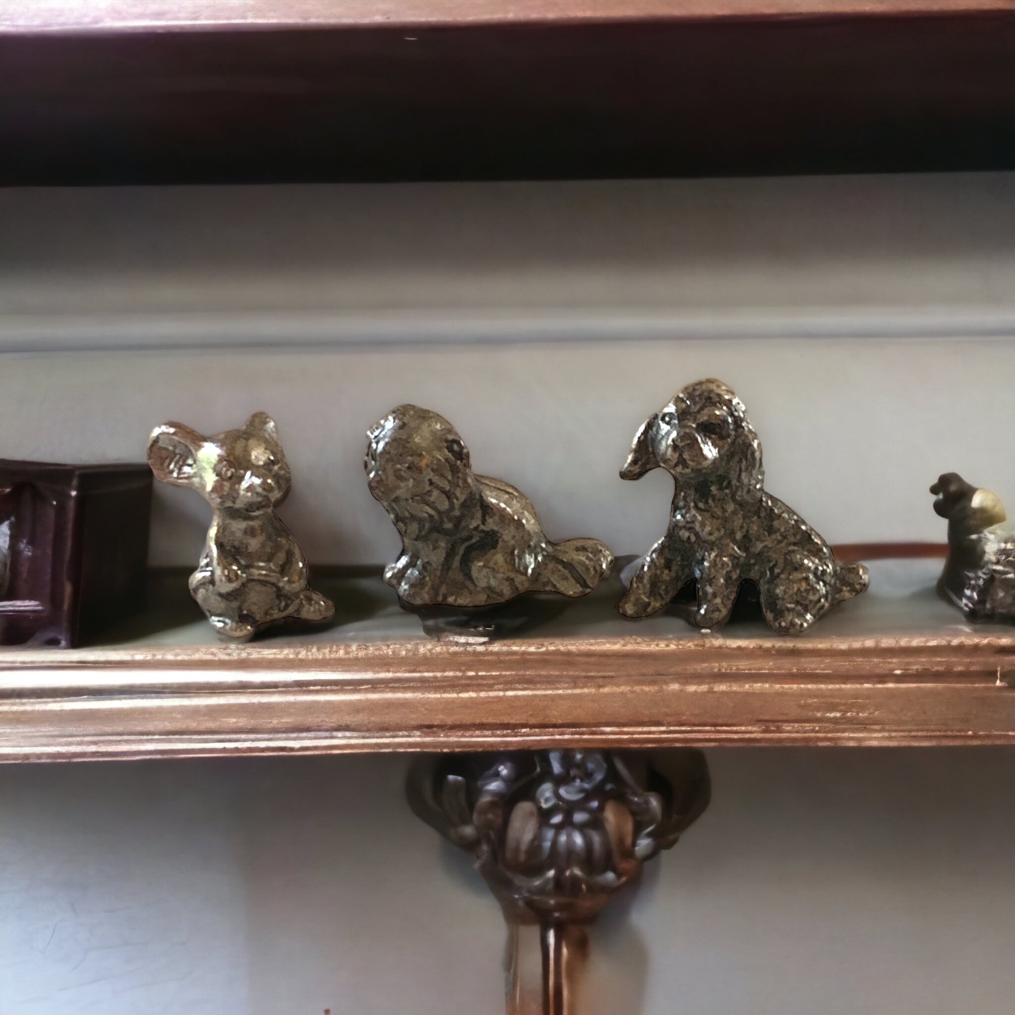 Set of Three Miniature Pewter Animals