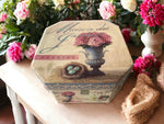 Load image into Gallery viewer, 6” Octagon Shaped Floral Paper Mache Box
