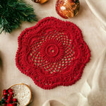 Load image into Gallery viewer, 8” Textured Red Christmas Doily
