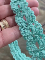 Load and play video in Gallery viewer, Crochet Headband with Elastic- Aqua Blue Hairband
