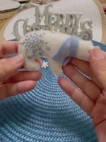 Load and play video in Gallery viewer, Felt Polar Bear Ornament - Mama Bear, Cub, or Family Set (Handmade &amp; Embroidered)

