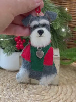Load and play video in Gallery viewer, Hand Stitched Felt Schnauzer Ornament – Salt and Pepper Schnauzer
