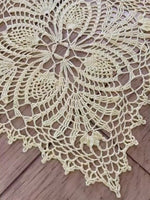 Load and play video in Gallery viewer, Pale Yellow Crochet Doily - Square Table Centerpiece - Cottage Style Decor
