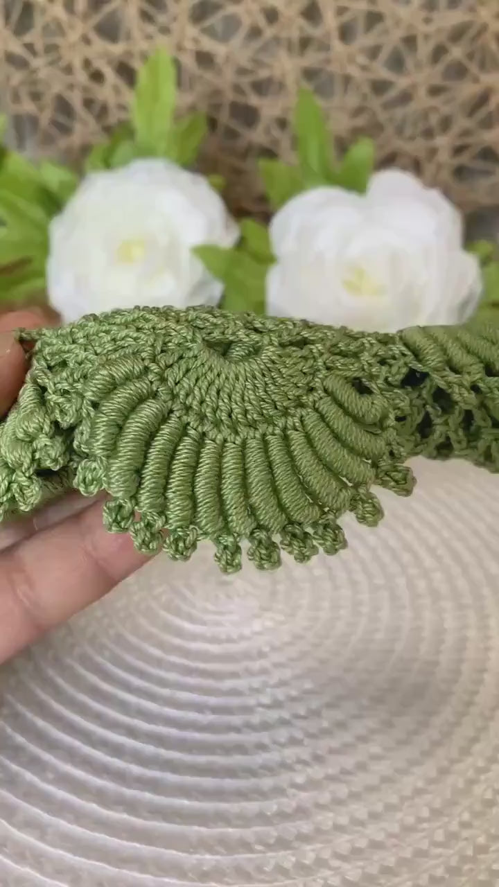 Avocado Green Crochet Doilies – Set of 2 | 6.5” Round Dimensional Lace Accents | Handmade Cottagecore Home Décor