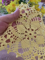 Load and play video in Gallery viewer, Pale Yellow Crochet Doily Gift Set - 2 Small Lace Doilies - Handmade
