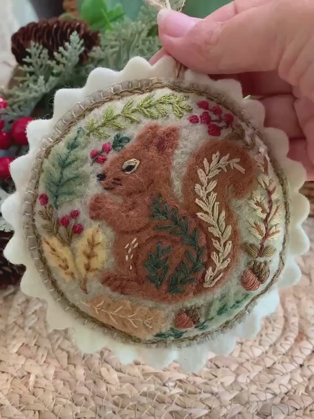 Hand Embroidered Felt Squirrel Ornament - Felt Woodland Animal - Squirrel Lover Gift