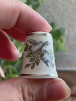 Load and play video in Gallery viewer, Royal Worcester Bone China Thimble Bluebirds and Blossoms 1980s Vintage England 1 Inch Miniature Collectible
