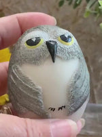 Load and play video in Gallery viewer, Mini Owl Figurine with Pedestal – Resin Egg Owl – Cute Woodland Shelf Decor
