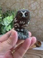 Load and play video in Gallery viewer, Mini Cold Bronze Owl Figurine – Charles Earnhardt – Saw-Whet Owl Wildlife Art
