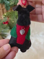 Load and play video in Gallery viewer, Hand Stitched Felt Schnauzer Ornament – Black Schnauzer
