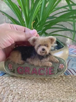 Load and play video in Gallery viewer, Custom Needle Felted Yorkshire Terriers Ornament: Personalized Pet Memorial Keepsake
