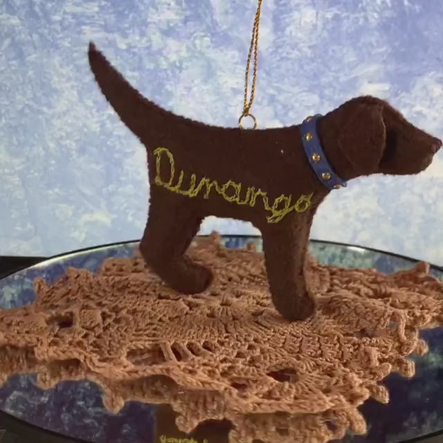 Personalized Lab Ornament with a crochet collar