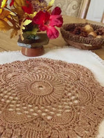 Load and play video in Gallery viewer, 12” Textured Crochet Table Centerpiece – Mocha Brown – Original Tinibaybeez Design
