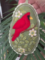 Load and play video in Gallery viewer, Scented Cardinal Felt Sachet with Beads
