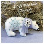 Load and play video in Gallery viewer, Polar Bear Ornament-Embroidered Felt Polar Bear Cub Ornaments Set of 2 with Rhinestone and Snowflake Accents

