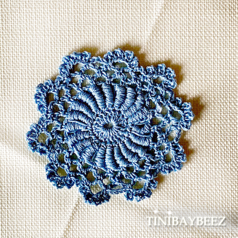 Country Blue Mini Doily Set of 6 -Crochet Doily-Cotton Doily-Craft Doily-Country Blue Doily-3 inch Doily