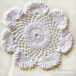 Ecru Round Crochet Doilies Set of 2 -6 1/2“ Dimensional Doily-Ecru (off white)  Round Doily