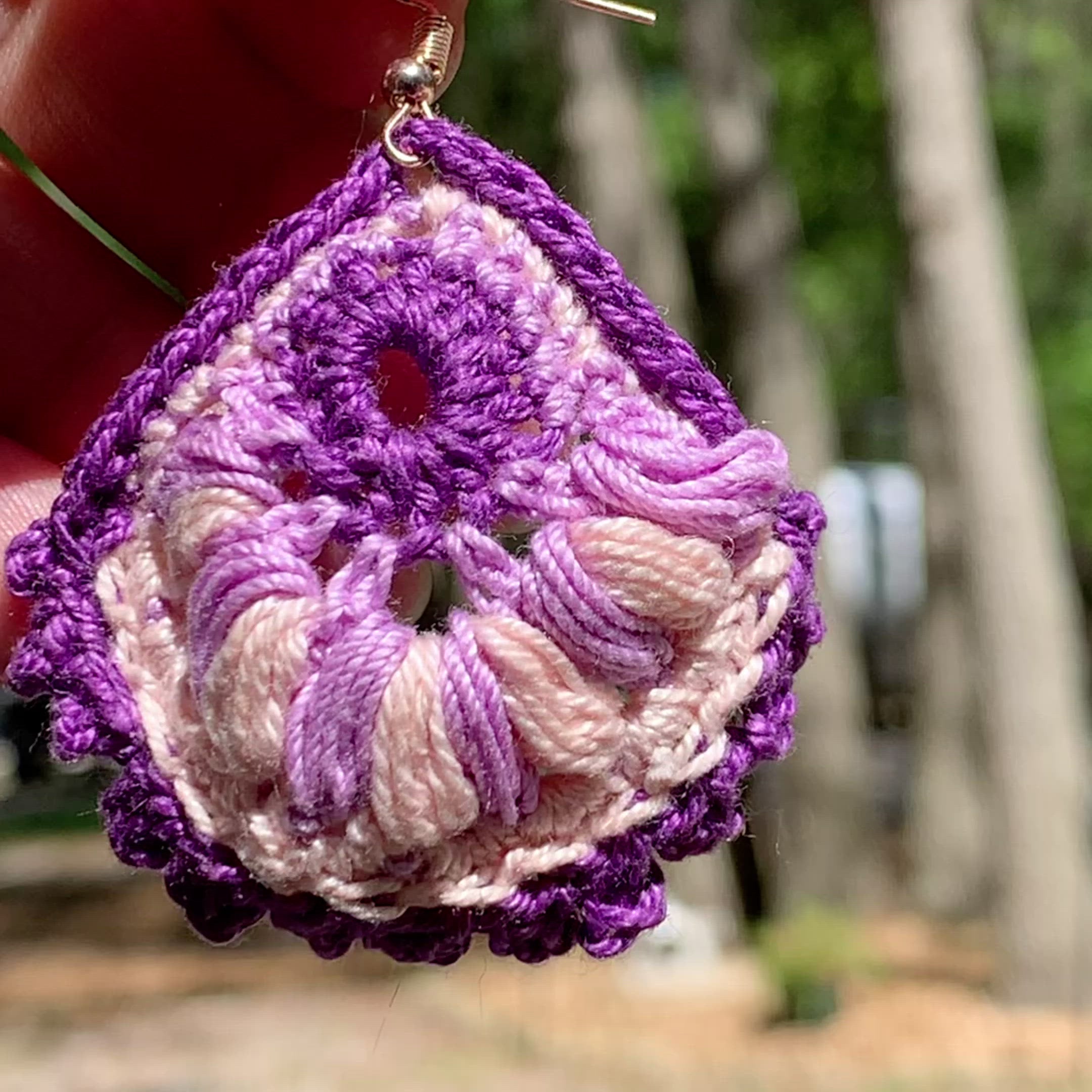 Purple Crocheted Earrings-Boho Style Shell shaped Earrings