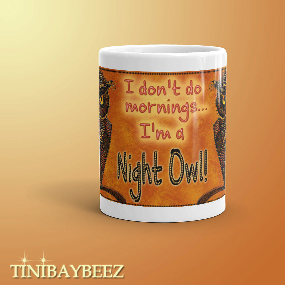 Coffee Mug-Night Owl-Owl Lover Mug-Owl Ceramic Coffee Cup-Gift for Owl Lovers