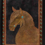 Load image into Gallery viewer, Horse Painting-Antique Gold Horse Painting-Mixed Media Dimensional Horse Painting-Original Horse Painting-Southwestern Horse Painting-Framed Horse Art
