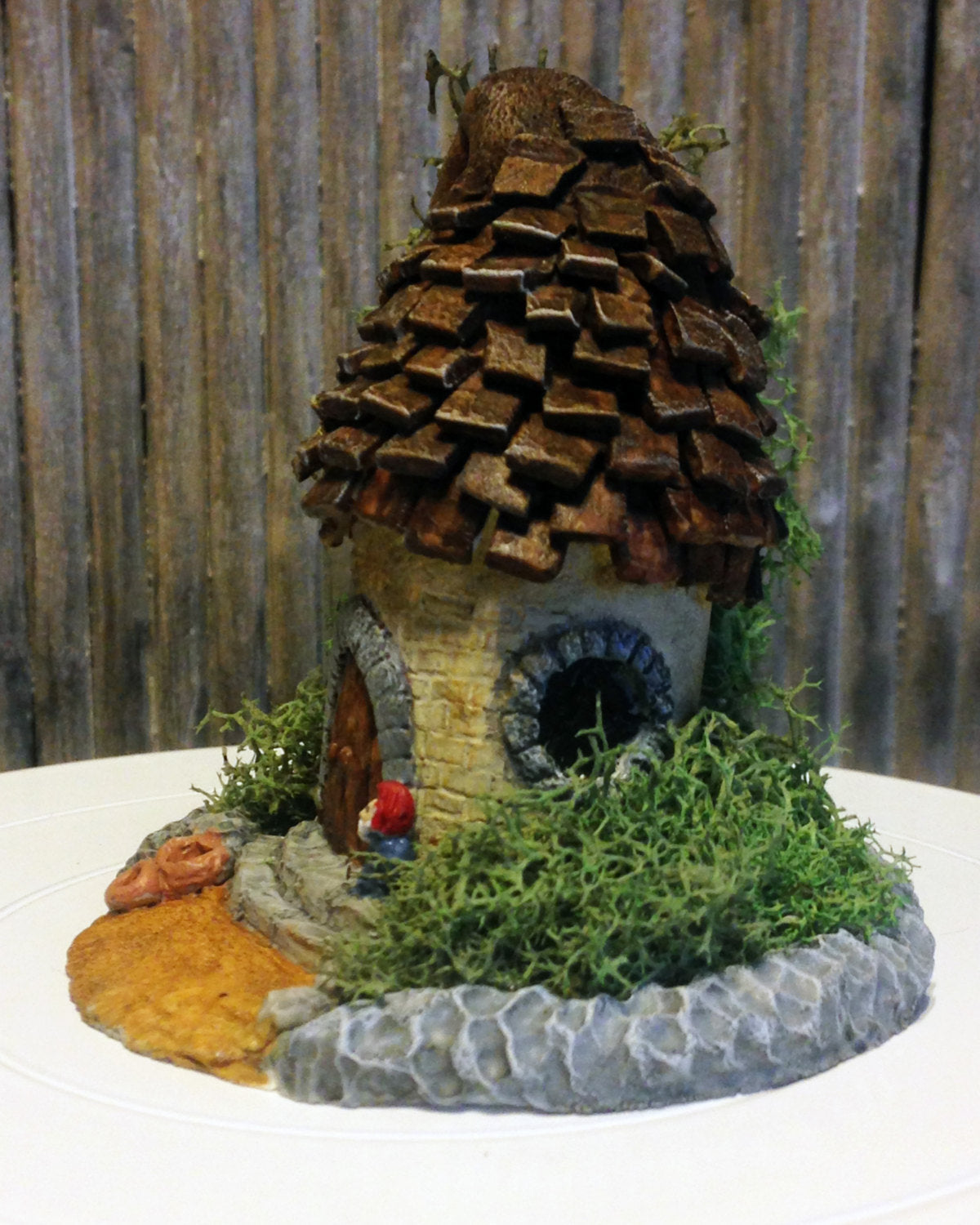 Miniature Polymer Clay Fairy Garden-One-of-a-kind Miniature Fairy Garden in Glass Container