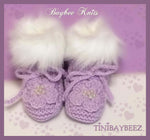 Load image into Gallery viewer, Lilac Knitted Baby Booties-Faux Fur Baby Booties-Cute Handmade Baby Booties-Baby Shower Gift
