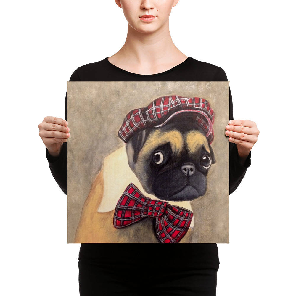 Pug-Pug Lover Gift-Dog Lover Gift- Square Canvas Print-Pug Art
