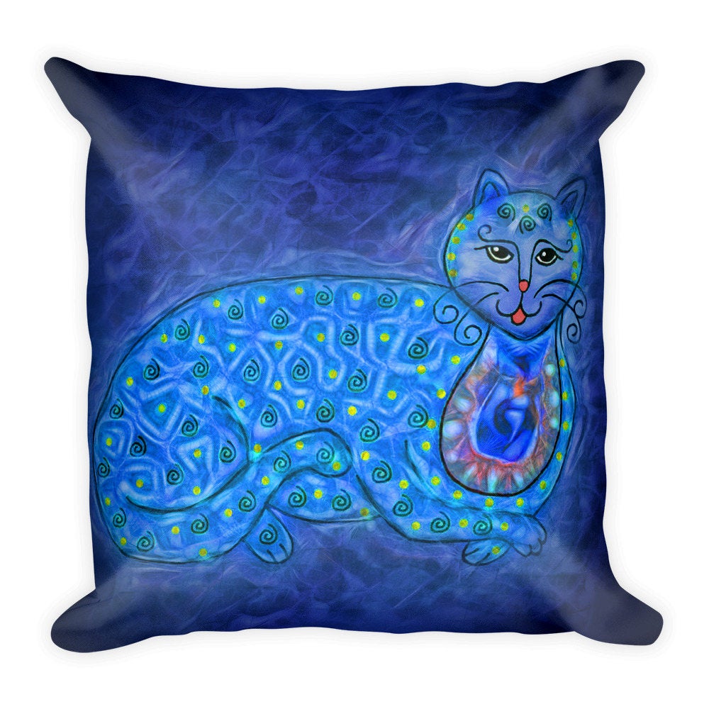 Abstract Cat Pillow-Cat Art-Cat Lover Gift-Cat Home Decor-Cat Throw Pillow