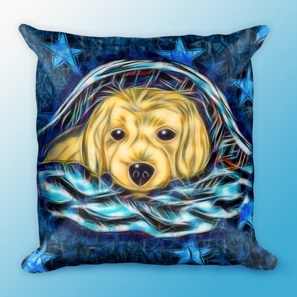 Abstract Puppy Pillow-Puppy Pillow for Children's Room-Cuddle Pillow-Dog Art Pillow-Puppy Pillow for Kids