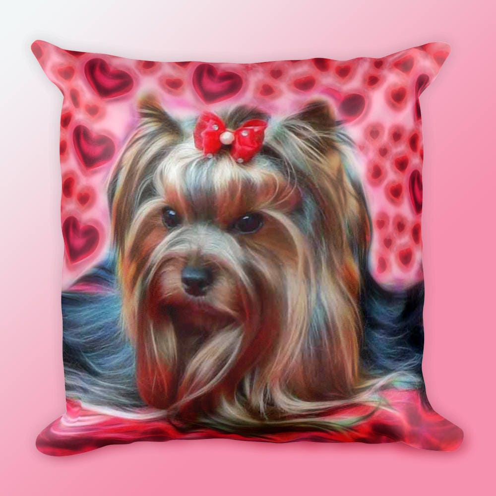 Yorkie Pillow-Yorkie Lover Gift-Yorkie Dog Pillow-Yorkie Heart Pillow