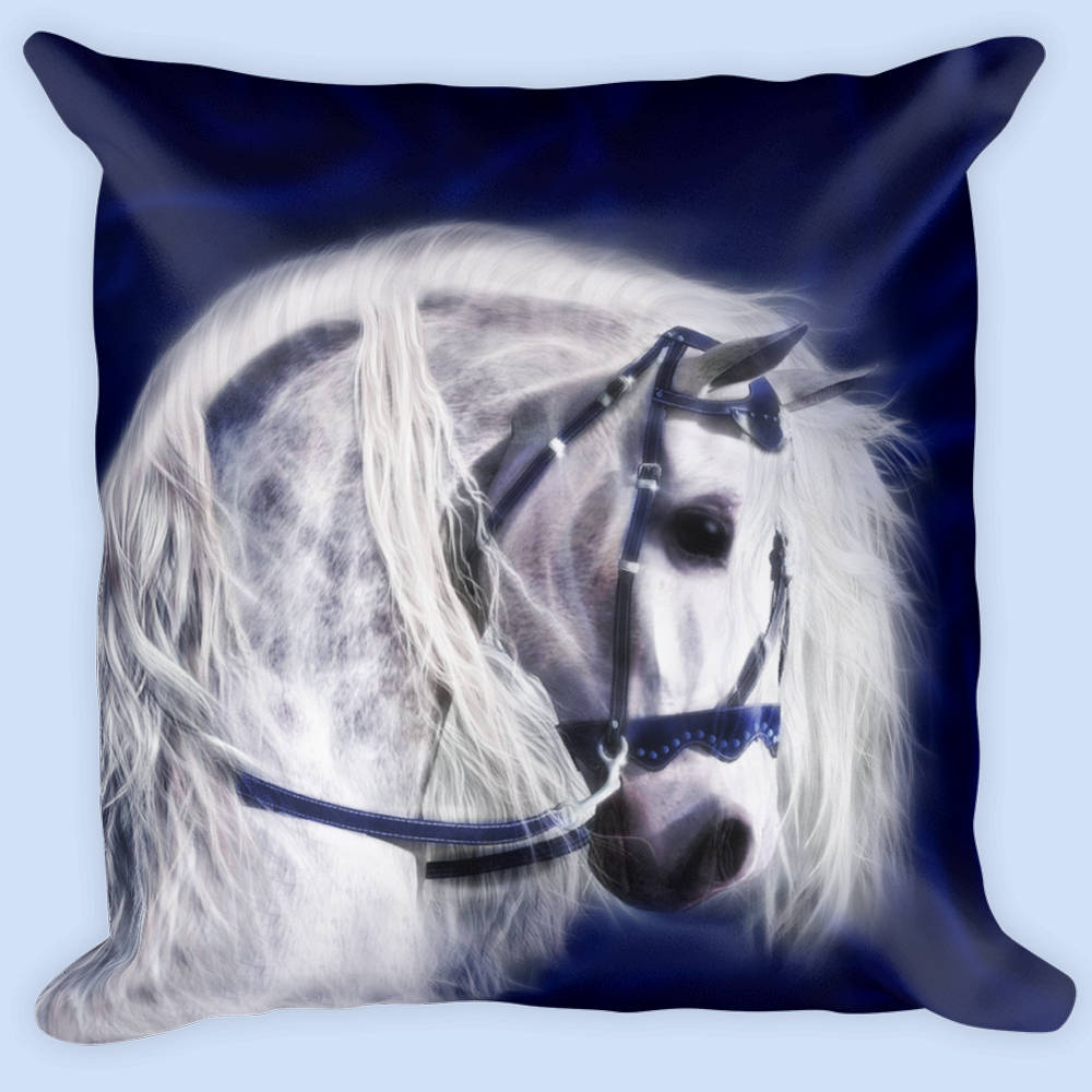 White Andalusian Horse Pillow-Horse Lover Pillow-Square Horse Pillow