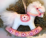 Load image into Gallery viewer, Limited Custom Baby&#39;s First Christmas Ornament-Personalized Rocking Horse Ornament-Embroidered Felt Ornament-Baby Shower Gift
